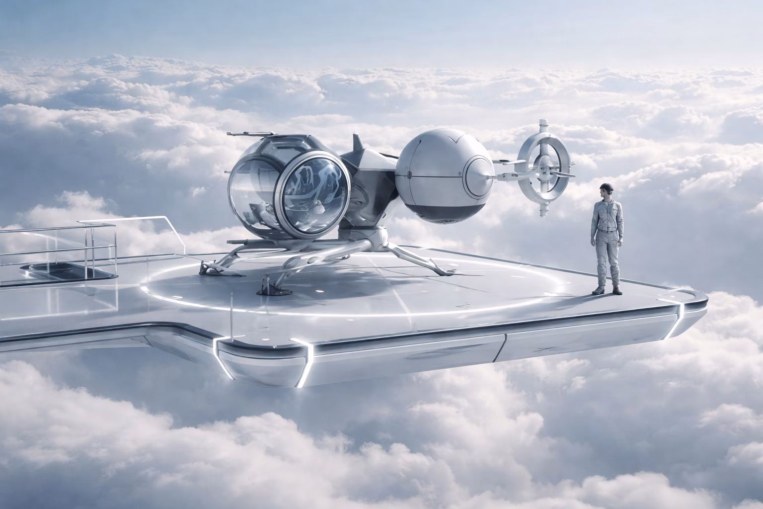 Cloudpiercer Dock - An elevated platform reaching into the skies above verdant canopy