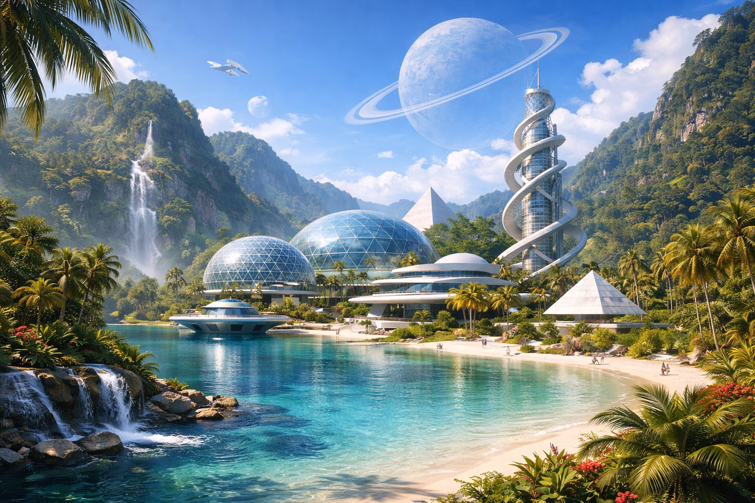 Lagoon Enclave - A serene settlement nestled within tropical waters