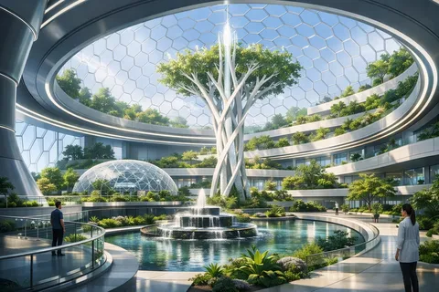 Atrium of Living Light: A luminous sanctuary where nature and architecture intertwine.