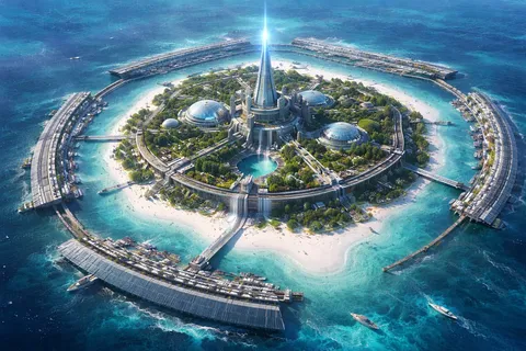 The Halo Atoll: A ring-shaped haven embracing crystalline waters.