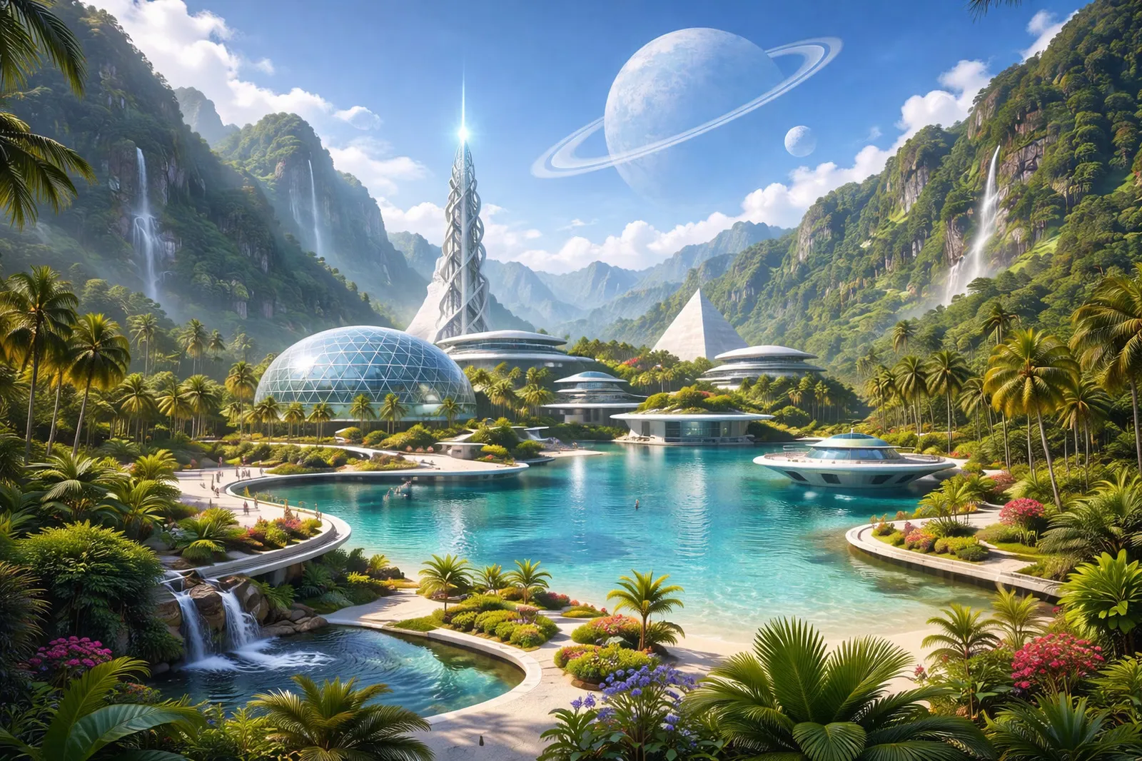 Valley of Quiet: Peaceful habitation amid a dramatic natural landscape.